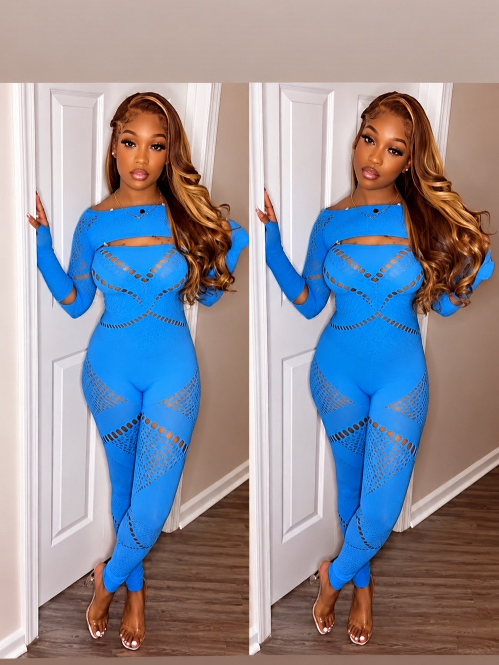 Blue Cutout Stretch Jumpsuit - Women Pants & Jumpsuits